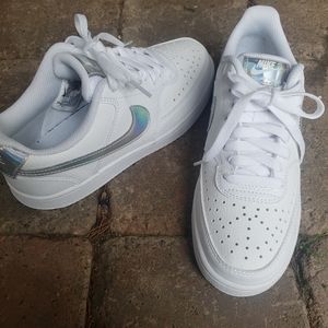 Nike Court Vison white, holographic detail womens shoes